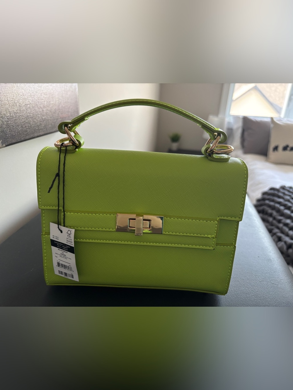 CALL IT SPRING Bulletprooff Top Handle Cross Body Green Faux Vegan Leather Purse